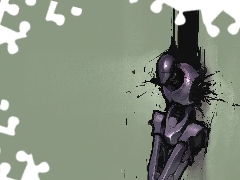 robot, fioletowy, 3D, Wektorowa