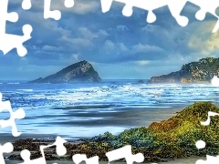 Plaża, Skały, Morze