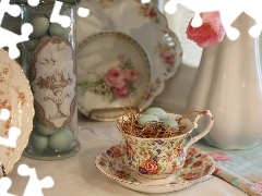 Przepiórcze, Sianko, Elegancka, Jajeczka, Porcelana