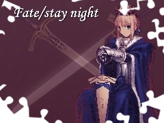 miecz, postać, napis, Fate Stay Night