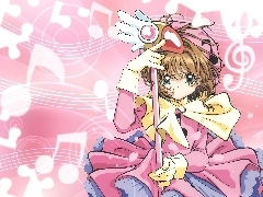 nuty, kij, totem, Cardcaptor Sakura, sukienka, dziewczyna