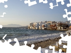 Mykonos, Wybrzeżu, Miasto, Grecja, Na