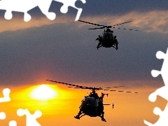 Zachód, Słońca, Helikoptery