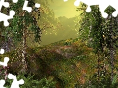 3D, Góry, Drzewa, Las