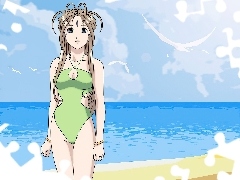 kobieta, plaża, Oh My Goddess