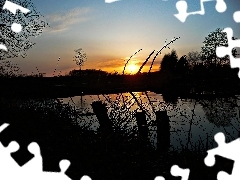 Zachód, Słońca, Jezioro