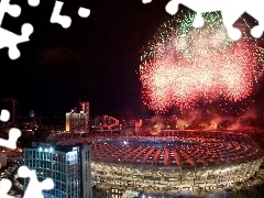 Noc, Stadion, Narodowy, Ukraina, Fajerwerki, Kijów