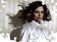 biały, płaszcz, Katie Holmes
