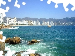 Kamienie, Woda, Acapulco, Wieżowce, Meksyk