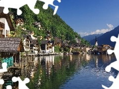 Austria, Drzewa, Góry, Domki