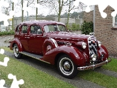 Bordowy, Buick Roadmaster, Samochód Zabytkowy