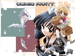 kartony, dziewczyny, Comic Party, zdjęcia, twarz