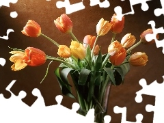 Szklany, Wazon, Tulipany