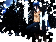 dziewczyny, las, Shingetsutan Tsukihime