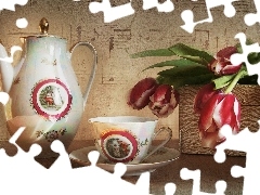 Nuty, Pudełko, Porcelana, Tulipany
