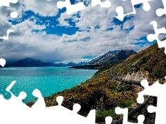 Droga, Jezioro Wakatipu, Queenstown, Góry, Nowa Zelandia