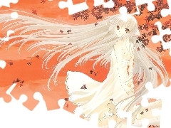Chobits, liście, kobieta, włosy
