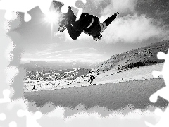 zima , śnieg, Snowbording, słońce, deska