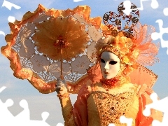Maska, Parasol, Kobieta