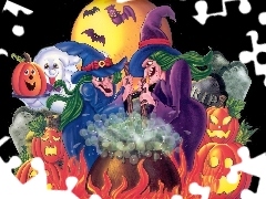 wiedźmy , kocioł, Halloween