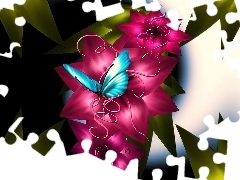 Art, Motyl, Bordowy, Kwiat