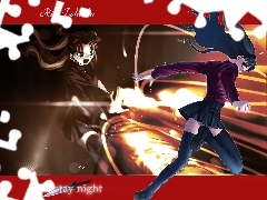 napisy, dziewczyny, Fate Stay Night, sztylet