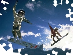 zima, śnieg, Snowbording, deska