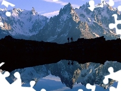 Zima, Jezioro, Francja, Góry