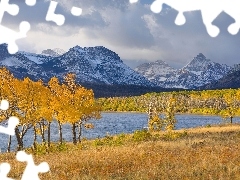 Trawa, Drzewa, Jezioro, Góry