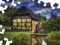Młyn Wodny, Kładka, Las, Rowery, Strumyk