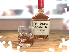 Whisky, Butelka, Szklaneczka, Lód