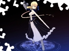 pentagram, miecz, Fate Stay Night, kobieta