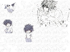siedzi, bańki, Death Note, dzieci