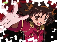 ręka, różowy strój, Suzumiya Haruhi No Yuuutsu