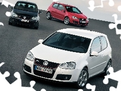 Czerwony, Czarny, Golf 5, GTI, Biały