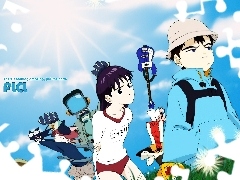 robot, gitara, Fully Coolly, czapka, ludzie