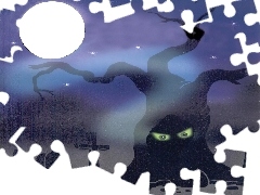 krzyże, drzewo, Halloween