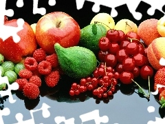 Maliny, Jabłka, Różne, Wiśnie, Owoce