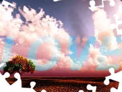 Love, Napis, Samotne, Drzewo