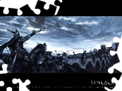 most, jeźdźca, koń, Lineage 2, zamek, smok