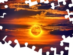 Planeta, Słońca, Chmury, Zachód
