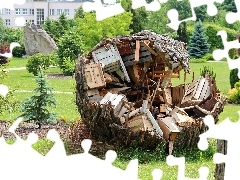 Botaniczny, Ogród, Rzeźba, Poznań, Drewniana