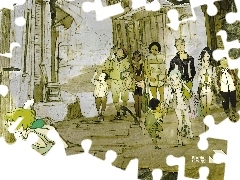 krzesło, dzieci, Eureka 7, ulica, ludzie