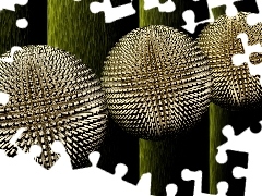 Grafika 3D, Kule, Abstrakcja, Metaliczne