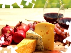 Winogrona, Sery, Wino, Granaty