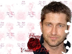 niebieskie oczy, róża, Gerard Butler