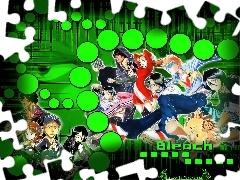 kropki, napisy, Bleach, ludzie