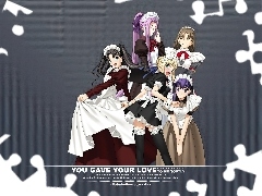 służba, dziewczyny, Fate Stay Night, pokojówki, napisy