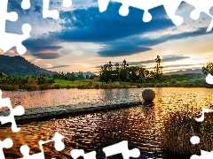 Góry, Drzewa, Jezioro, Molo