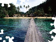 Palmy, Plaża, Molo, Domki, Morze